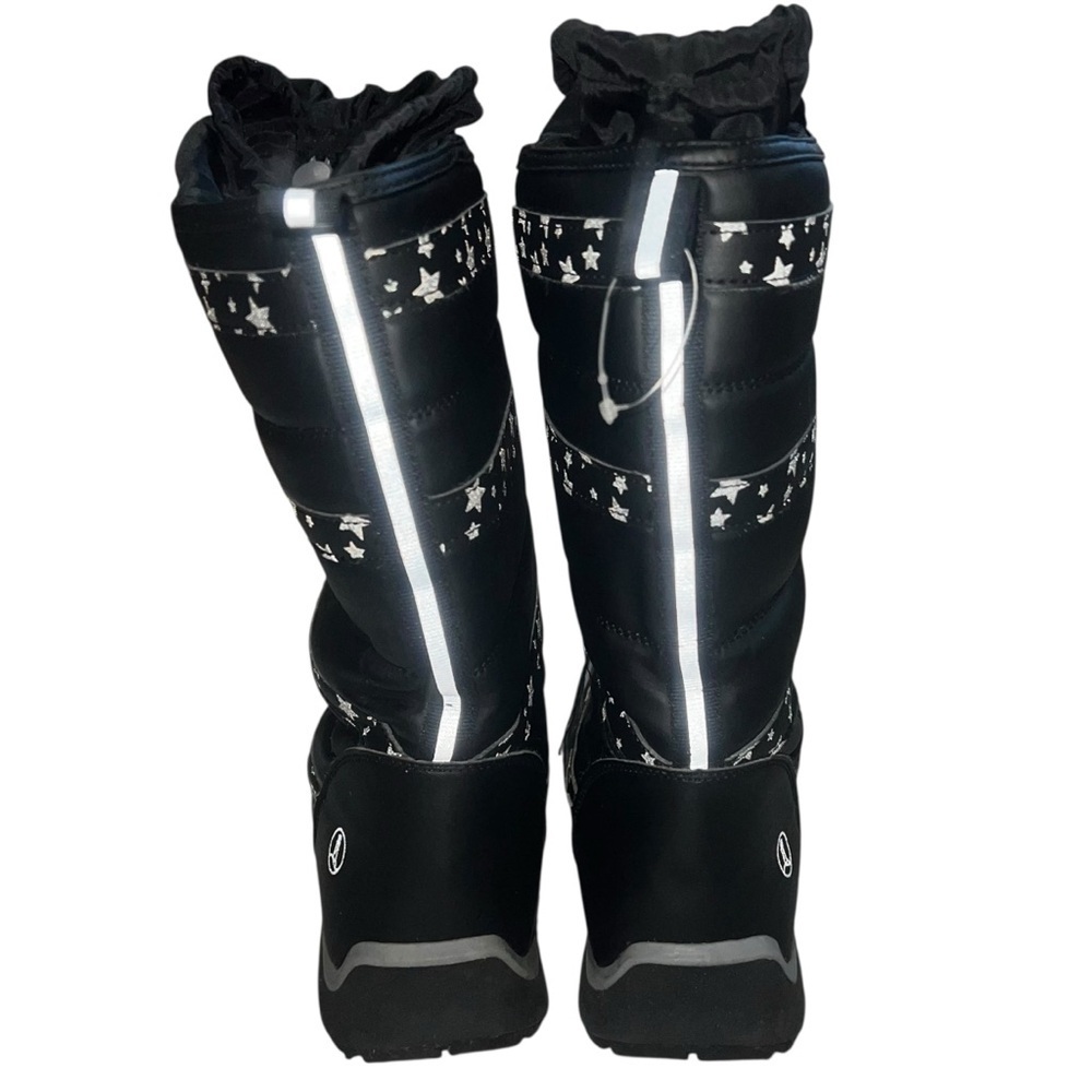 Lands' End Black Reflective Star Winter Boots Like New! 6Y - Picture 5 of 8